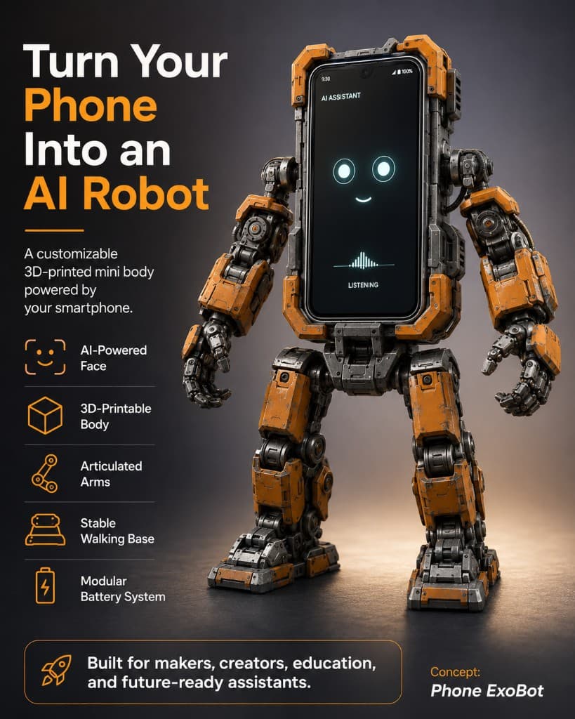 Exobod modular smartphone embodiment concept: handset as core with articulated body